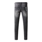 Purple Jeans Urban Gray Ripped Jeans with Bold Black Graffiti Accents 3003