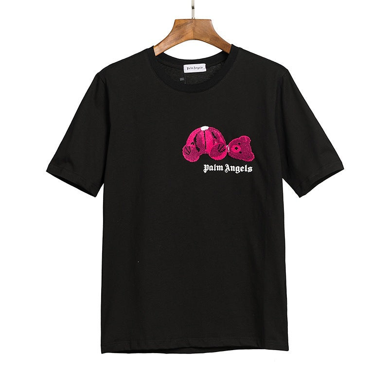 palmangels断头熊背后大字母logo印花蝙蝠袖落肩男女短袖T恤嘻哈 (11)