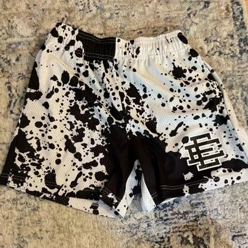 EE Print Shorts printed logo sweatpants mesh drawstring American shorts (39)