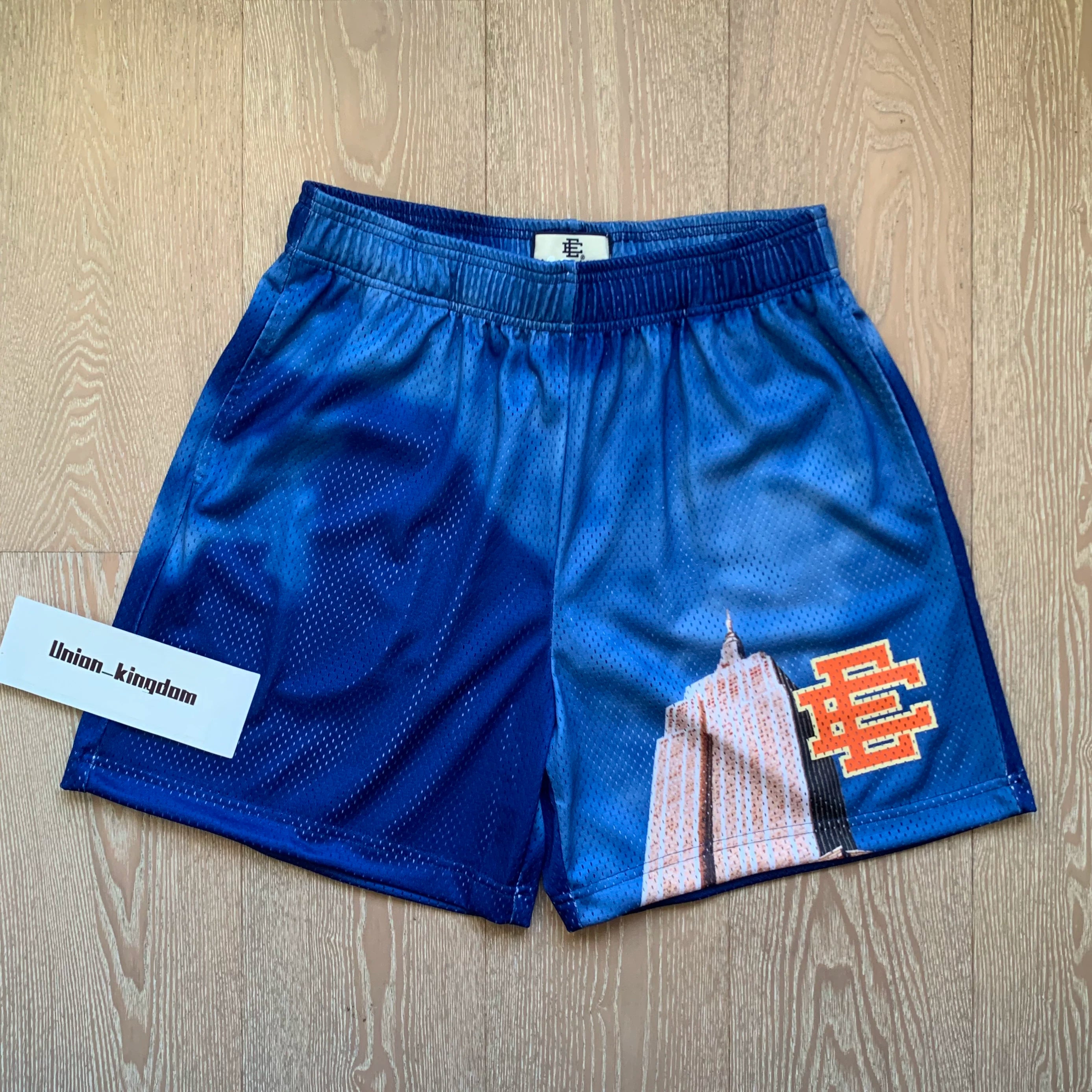 EE Print Shorts printed logo sweatpants mesh drawstring American shorts (1)