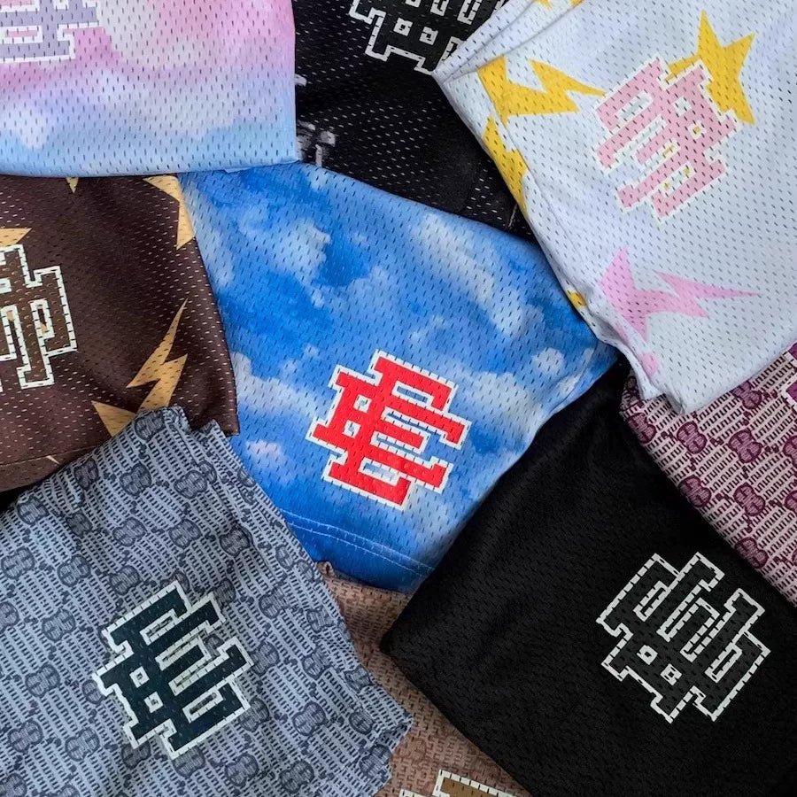 EE Print Shorts printed logo sweatpants mesh drawstring American shorts (1)
