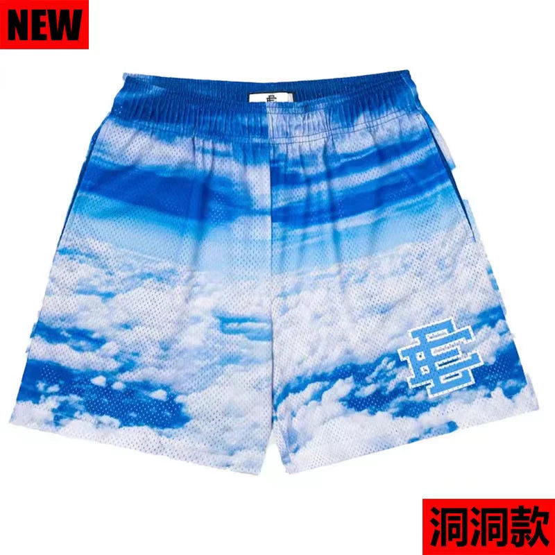 EE Print Shorts printed logo sweatpants mesh drawstring American shorts (1)