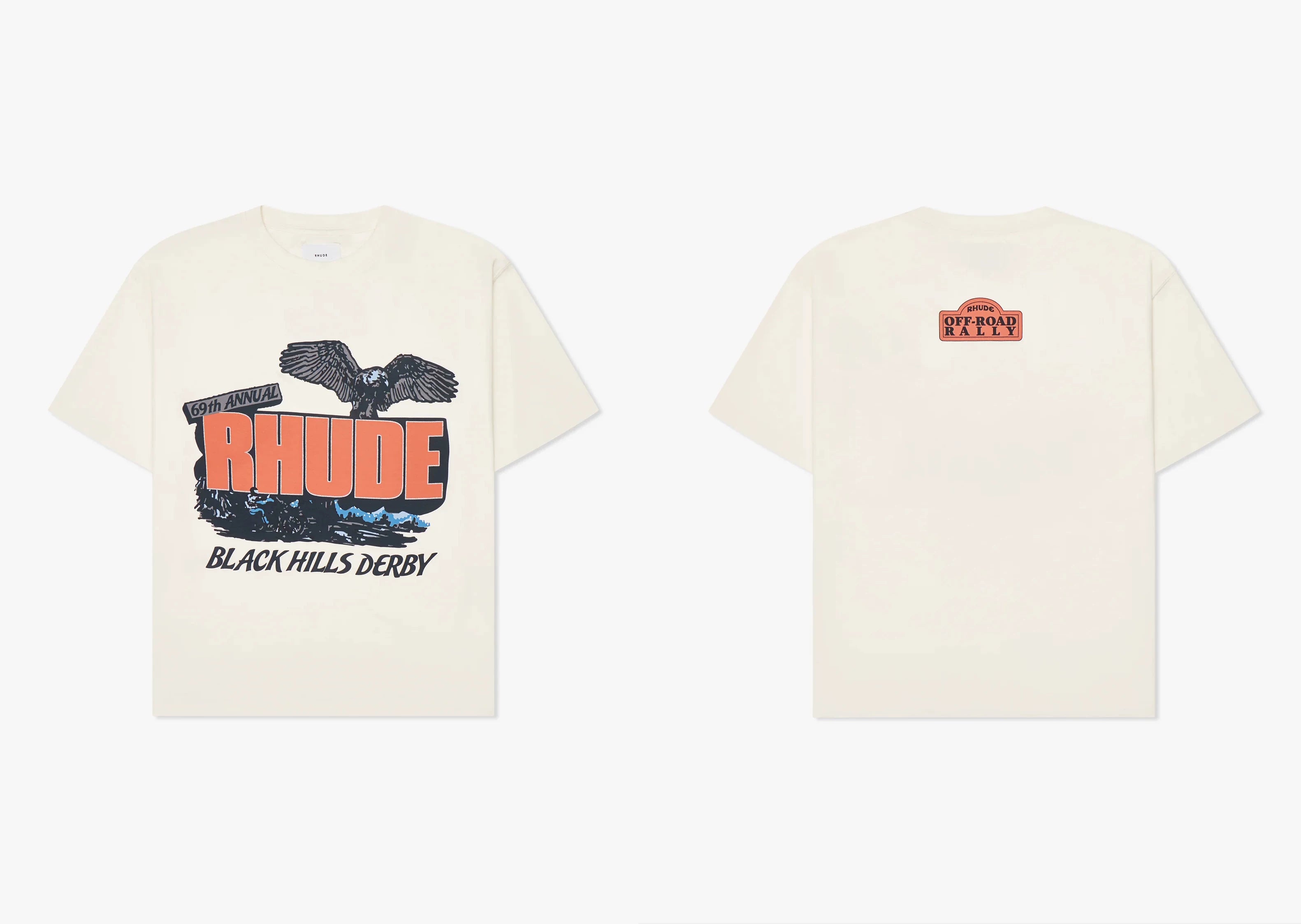 RHUDE letter printed 25S American retro printed short sleeved T-shirt for men and women, loose round neck street pure cotton top (26)