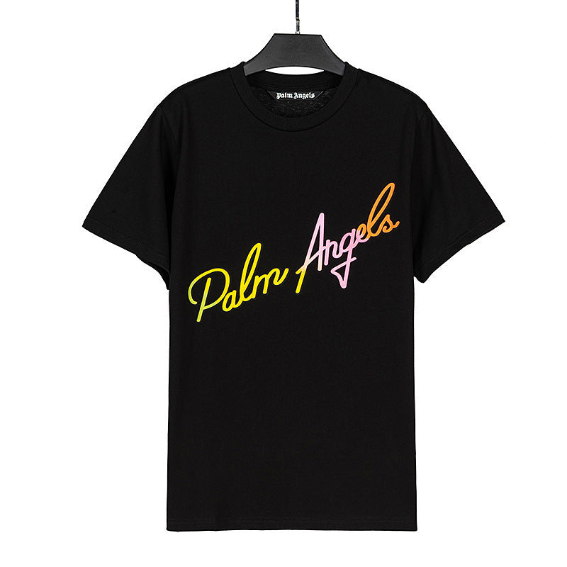 palmangels断头熊背后大字母logo印花蝙蝠袖落肩男女短袖T恤嘻哈 (29)