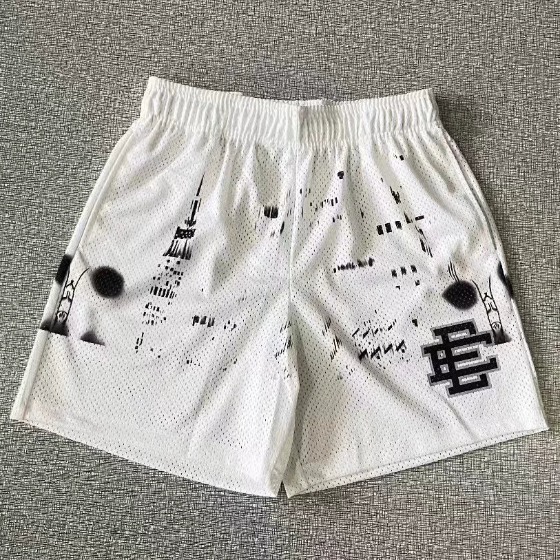 EE Print Shorts printed logo sweatpants mesh drawstring American shorts (1)