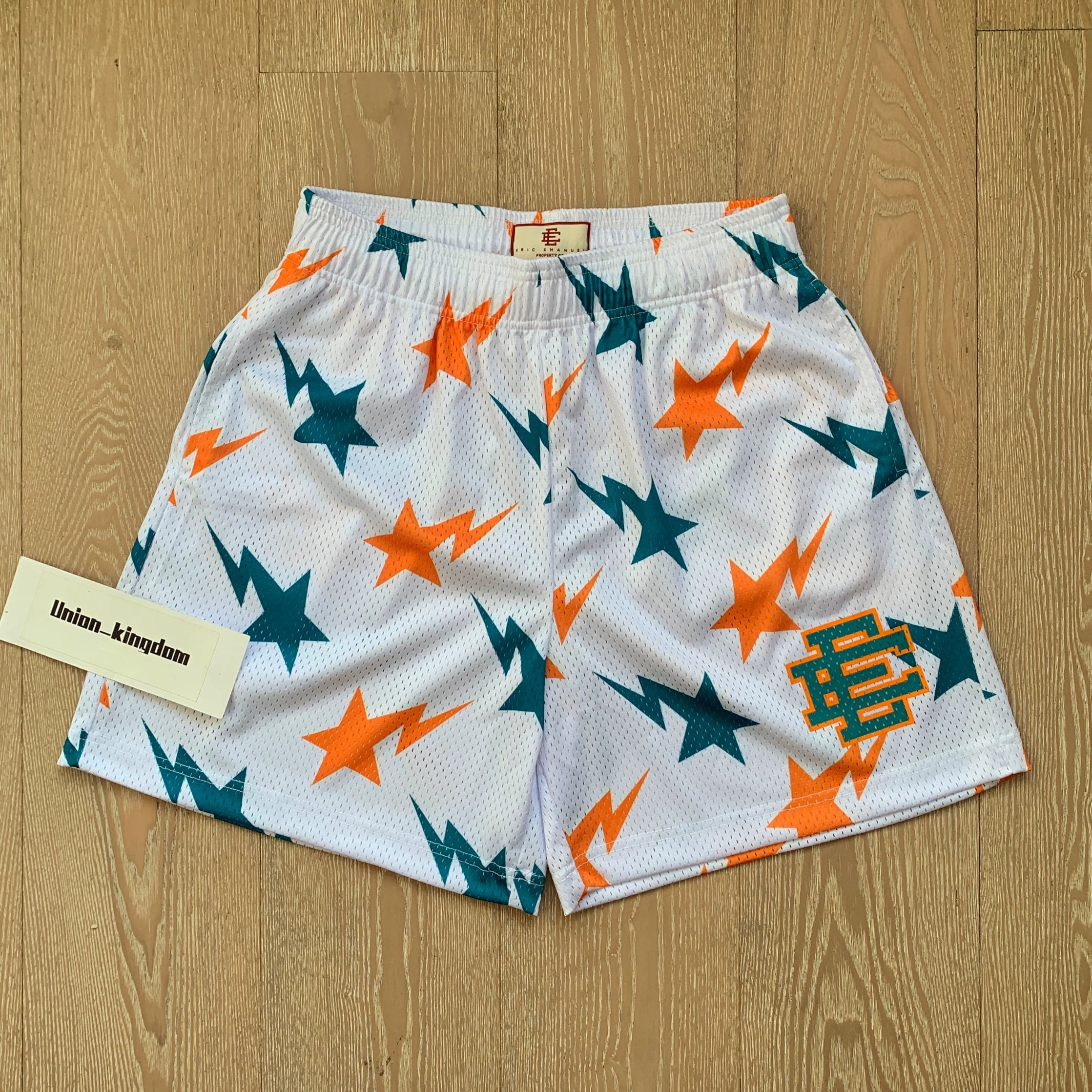 EE Print Shorts printed logo sweatpants mesh drawstring American shorts (1)